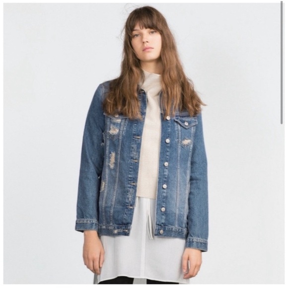 ZARA Ripped Jean Jacket - Picture 2 of 12